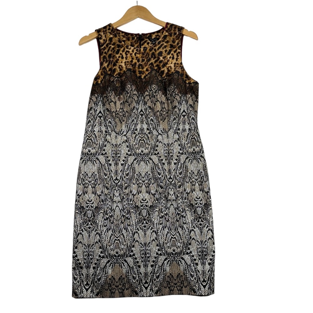 Ann Taylor Cheetah Print and Design Midi Dress Size 10